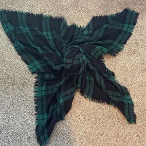 Huge Black and Green Plaid Blanket Scarf